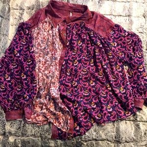 Free People Sheer Button Up Blouse